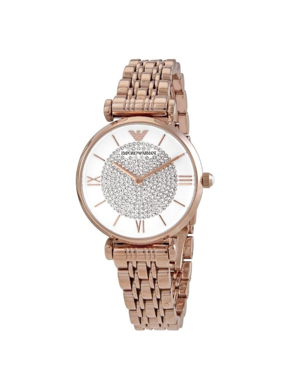 NWT Emporio Armani Glitz Quartz Crystal Pave Dial Ladies Watch